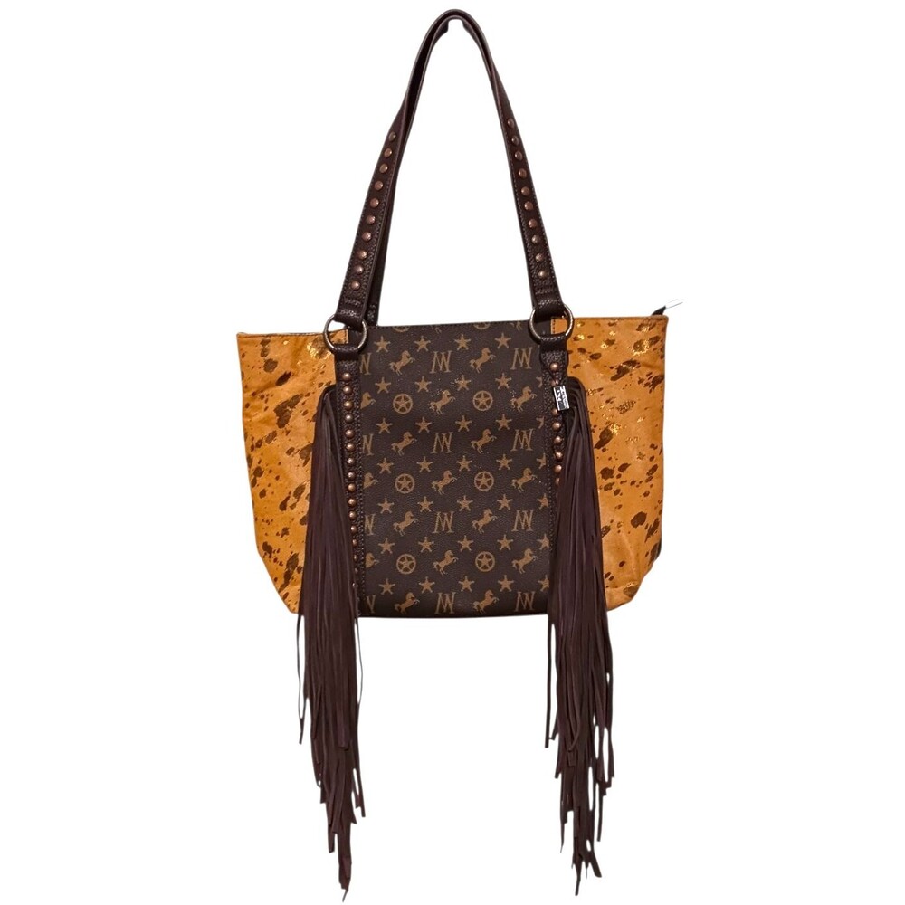 Montana West Signature Western Fringed Studded Shoulder Tote Bag Concealed Carry